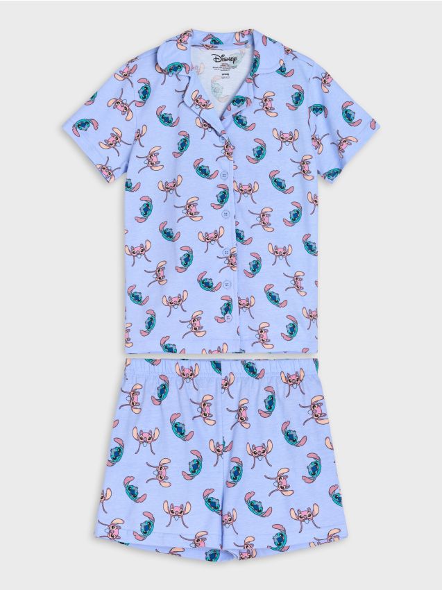 Pijama din două piese cu închidere cu nasturi Stitch - SINSAY