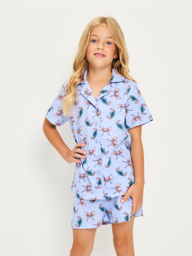 Sinsay - Dvojdielne pyžamo na gombíky Stitch - svetlomodrá