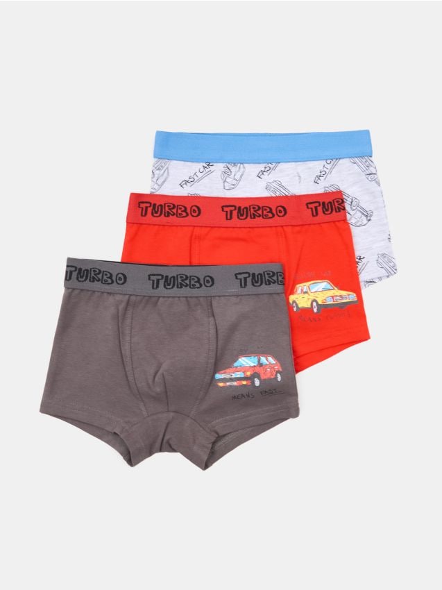 Sinsay - Boxeri din bumbac cu motiv de vehicule 3 pachete - multicolor