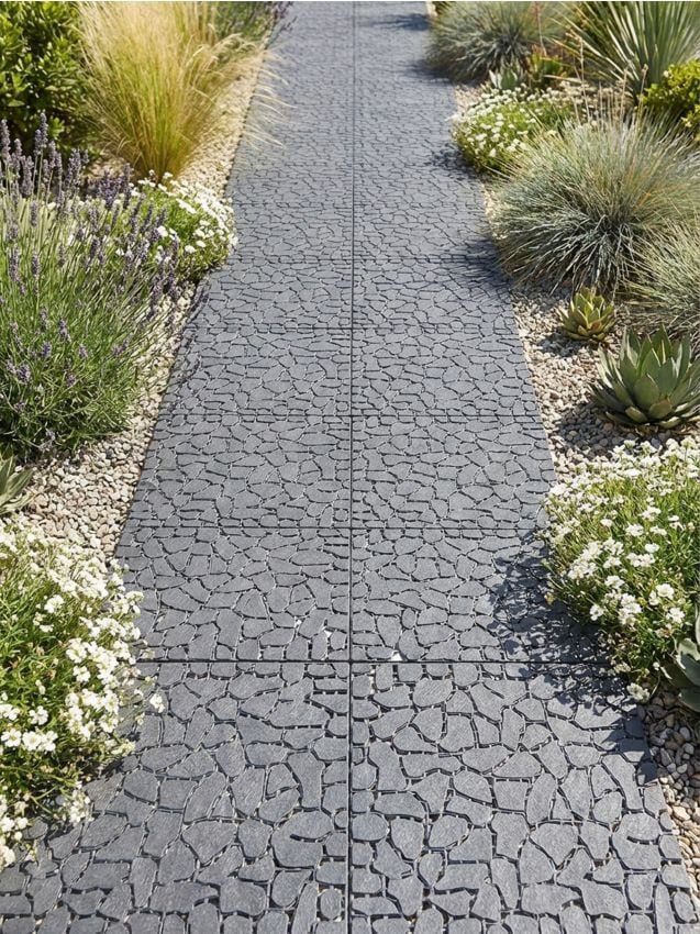 Sinsay - Plăci de terasă pentru grădină cu motiv de piatră 4 pack - gri-închis