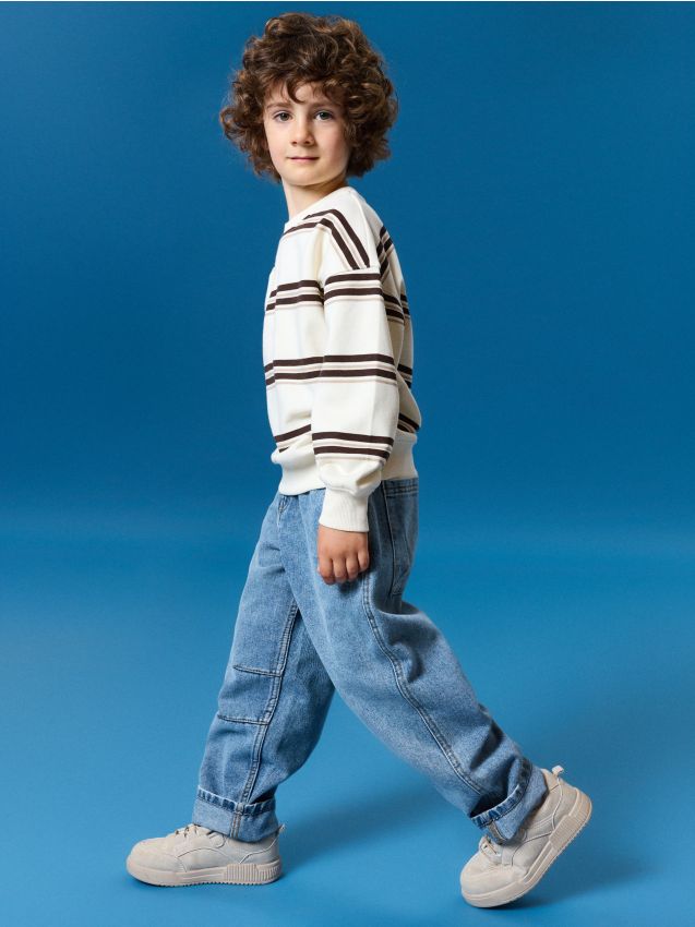 Sinsay - Blugi loose tapered cu vâscoză - albastru