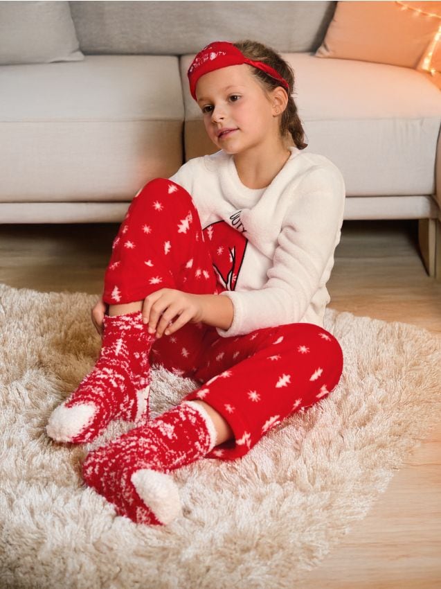 Sinsay - Świąteczna piżama dwuczęściowa z misiem - biały