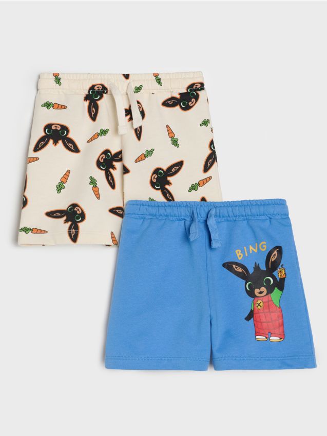 Sinsay - Pantaloni scurți din bumbac cu imprimeu Bing 2 pack - mid blue