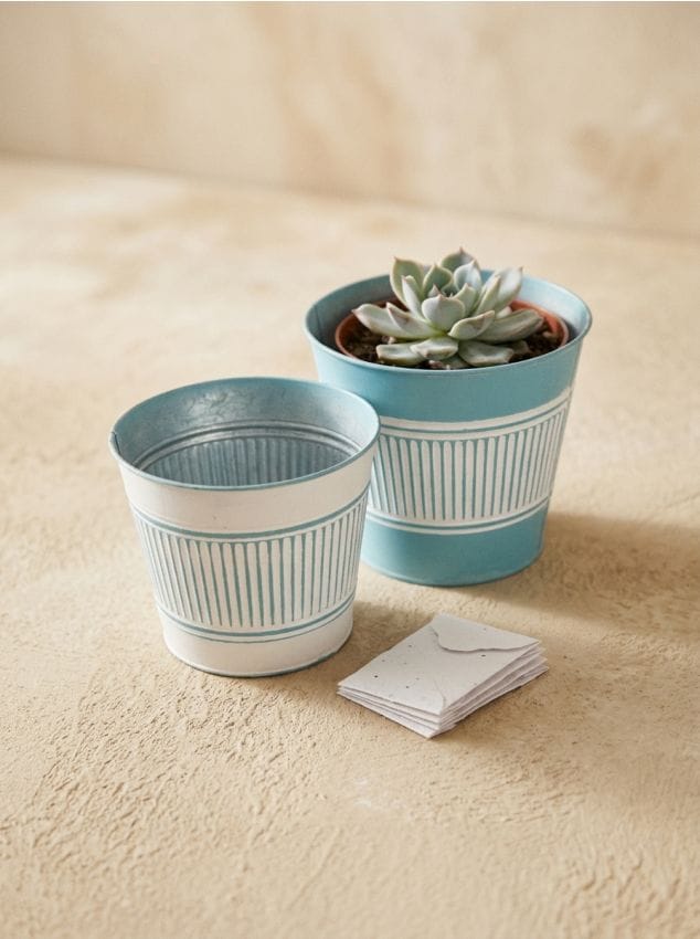 Sinsay - Ghivece metalice set 2 bucăți - light blue