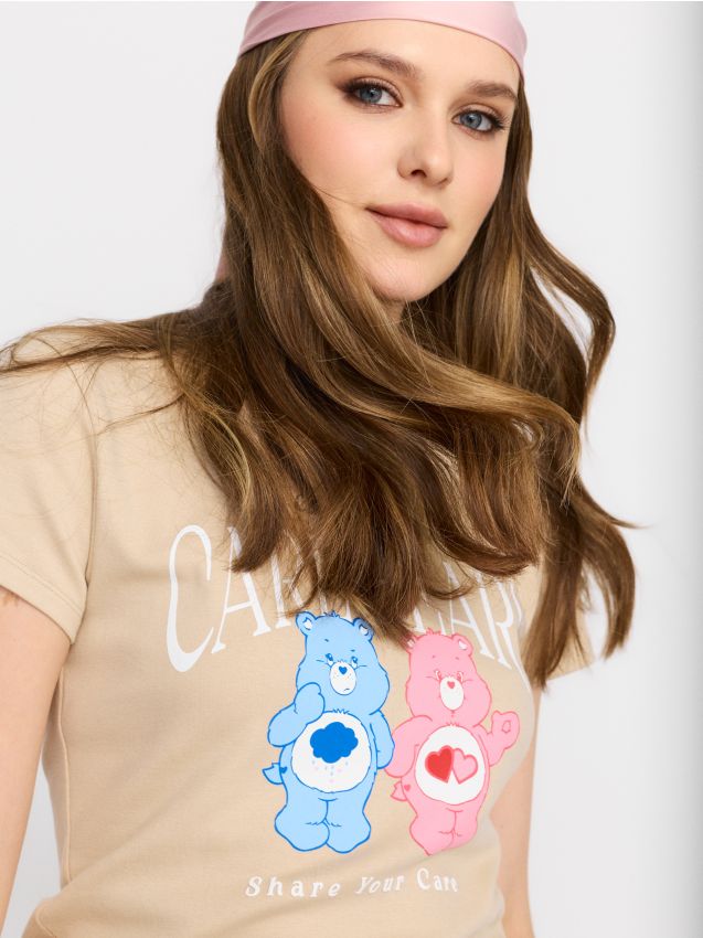 Sinsay - Tricou din bumbac cu mânecă scurtă Care Bears - bej