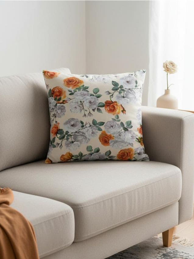 Sinsay - Față de pernă cu model floral - galben