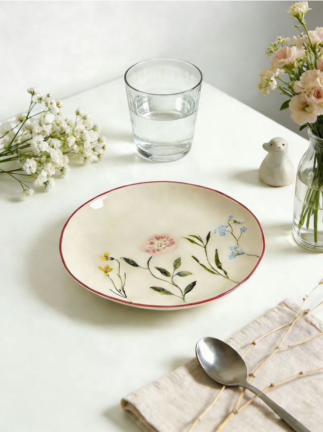 Sinsay - Farfurie ceramică cu motiv floral - multicolor