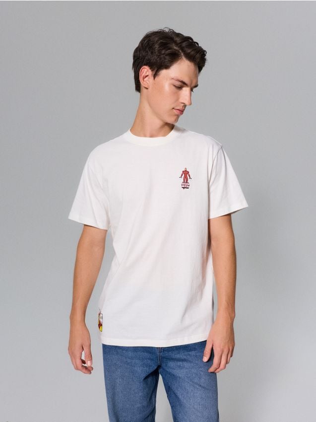Sinsay - Tricou din bumbac cu imprimeu pe spate Ironman - crem