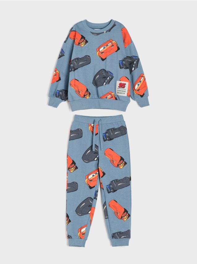 Sinsay - Set de trening loose fit: bluză crewneck și pantaloni jogger Cars - Gri-albăstrui
