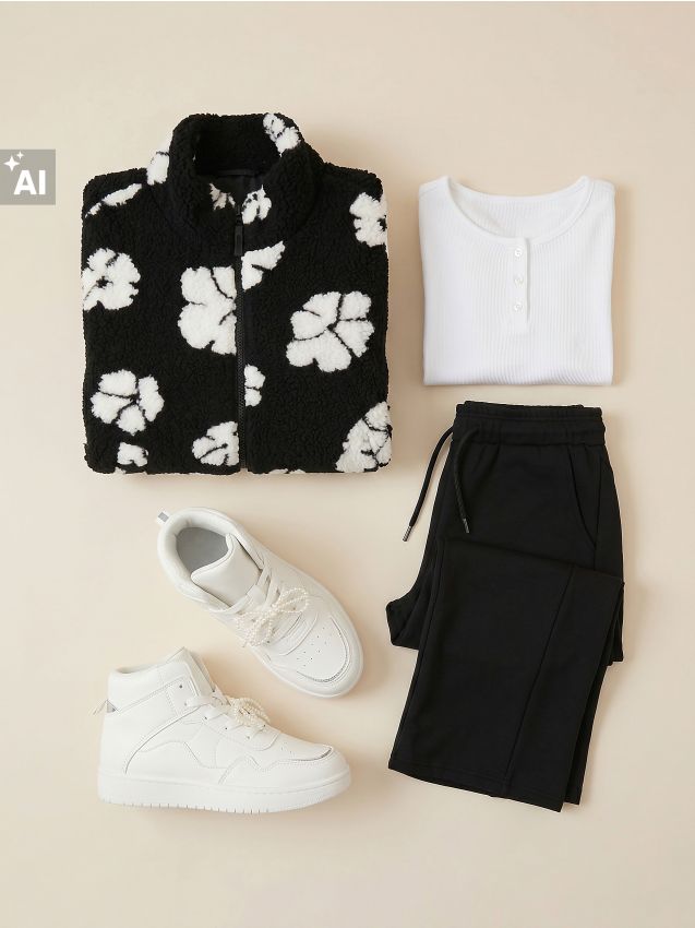 Sinsay - Pantaloni de trening cu crac larg - negru