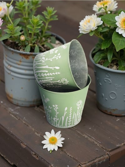 Металеві горщики набір з 2 штук