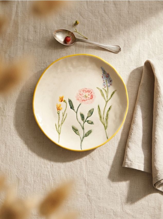 Sinsay - Farfurie ceramică cu motiv floral - multicolor