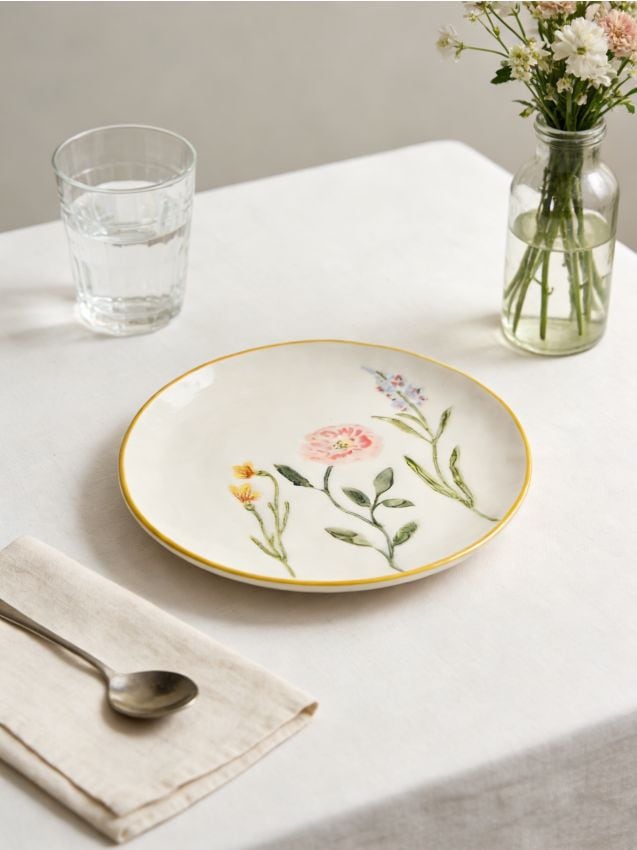 Sinsay - Farfurie ceramică cu motiv floral - multicolor