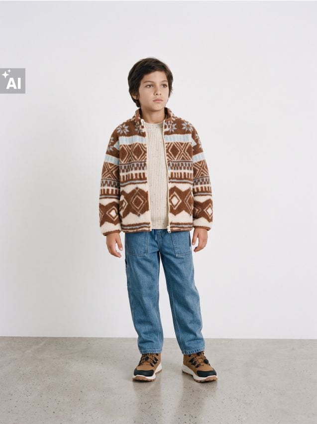 Sinsay - Sherpa loose fit dukserica sa stojećim ovratnikom
