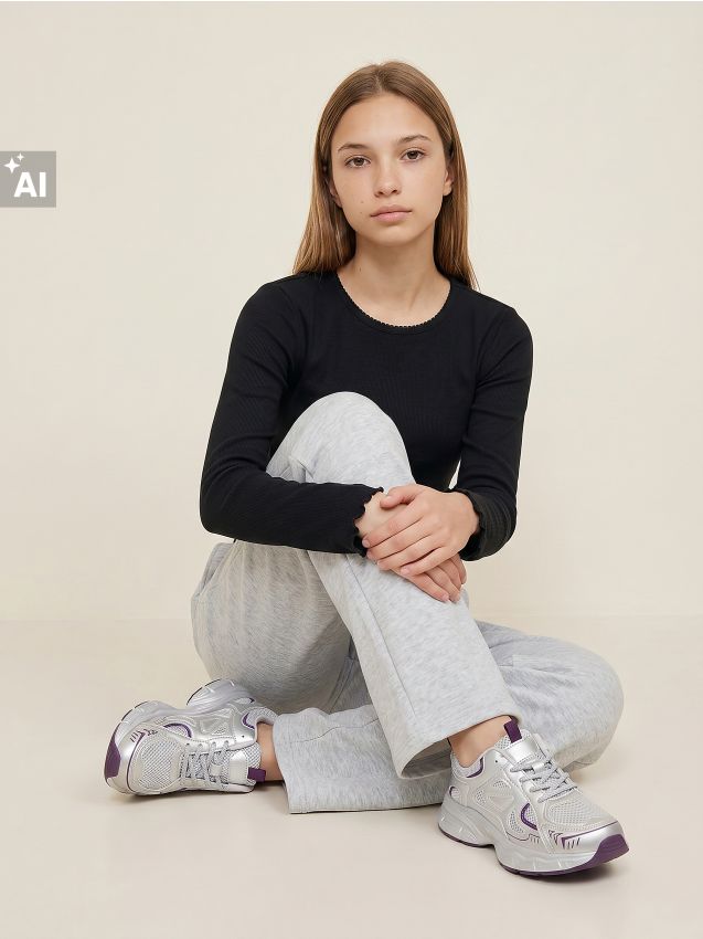 Sinsay - Pantaloni de trening cu crac larg - gri deschis