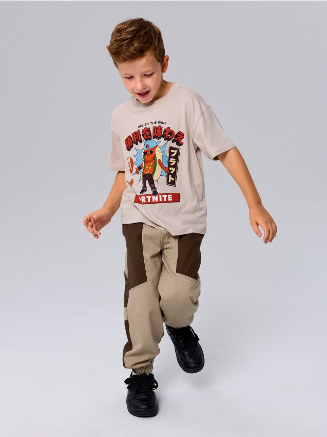 Sinsay - Blugi jogger loose din bumbac - cacao-cu-lapte