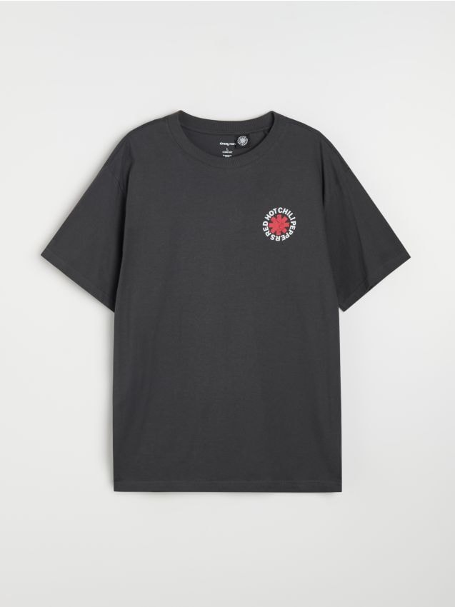Sinsay - Tricou cu inscripţie pe spate Red Hot Chili Peppers - negru-antracit