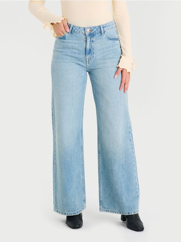 Sinsay - Blugi cu crac larg - turcoaz