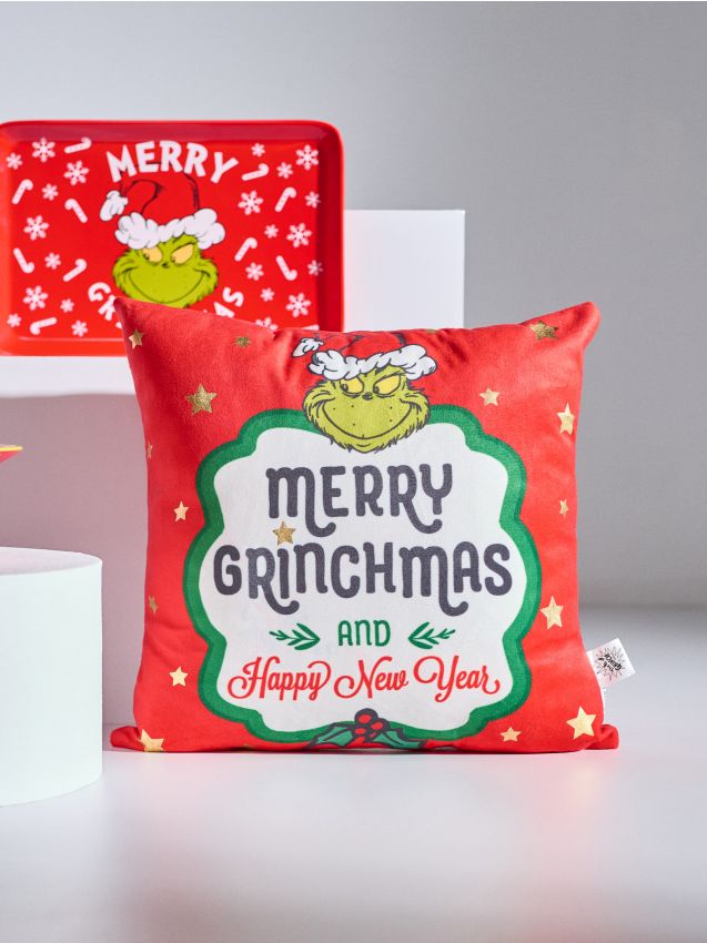 Sinsay - Obliečka na vankúš s vianočným motívom Grinch - červená