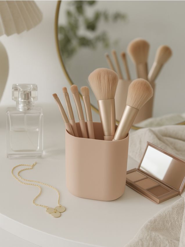 Sinsay - Set de 7 pensule de machiaj - roz-pastel