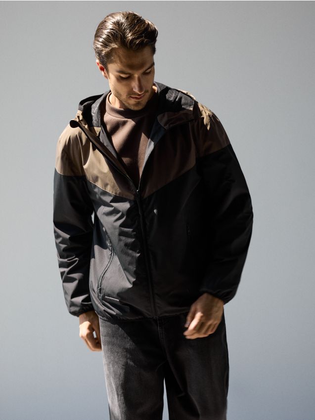 Sinsay - Jachetă ușoară windbreaker cu glugă - cacao-cu-lapte