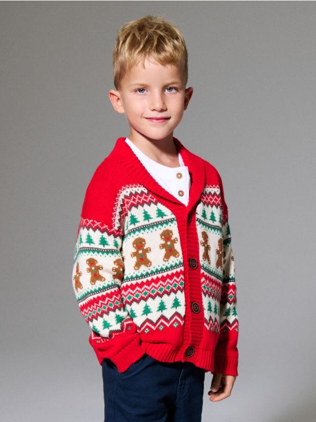 Sinsay - Kardigán s vianočným vzorom - červená