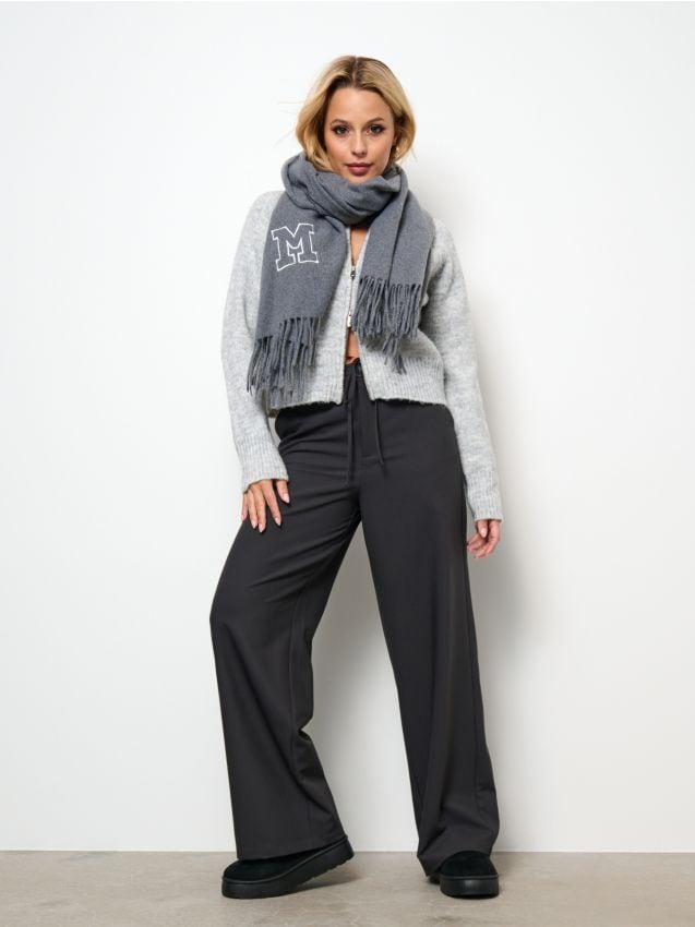 Sinsay - Wide Leg Pantalone - Antracit