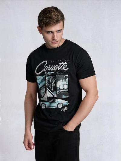 Medvilniniai marškinėliai su spauda Chevrolet Corvette