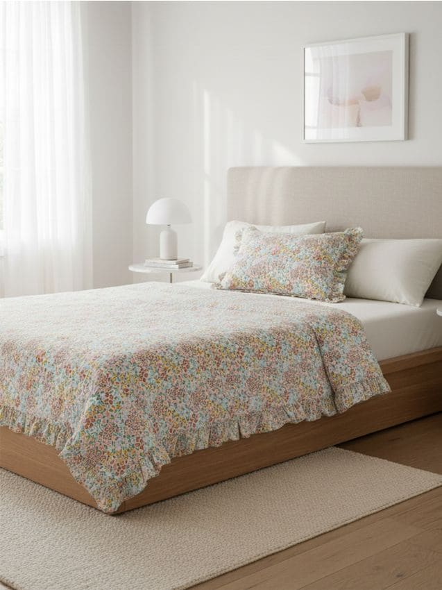 Sinsay - Set de lenjerie de pat cu flori și volane - multicolor