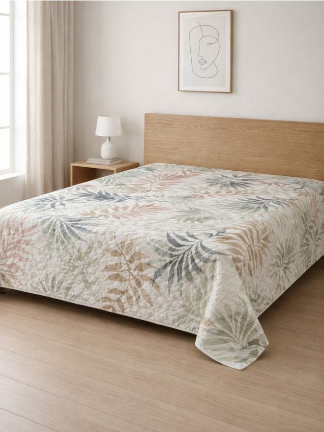 Sinsay - Cuvertură de pat cu motiv vegetal - bej