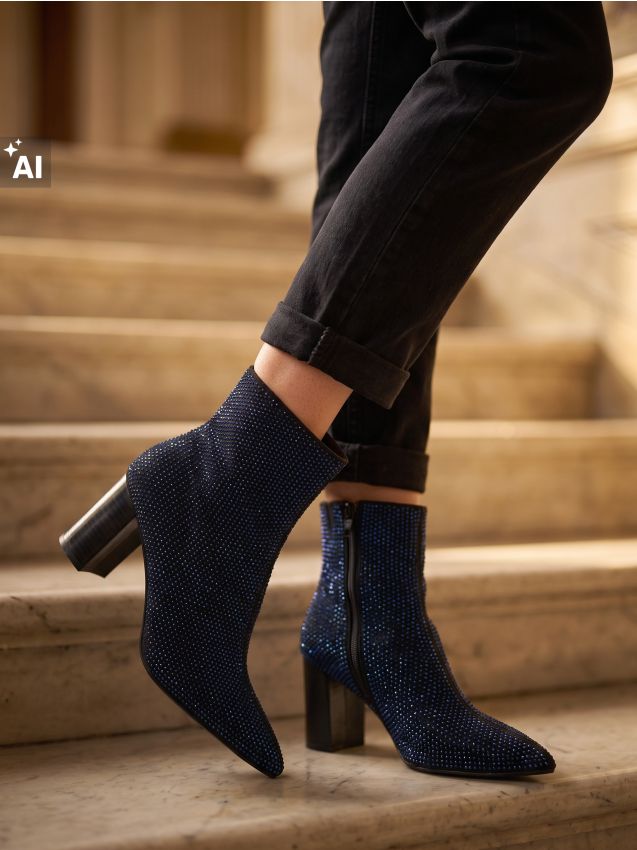 Sinsay - Botine cu nituri - negru