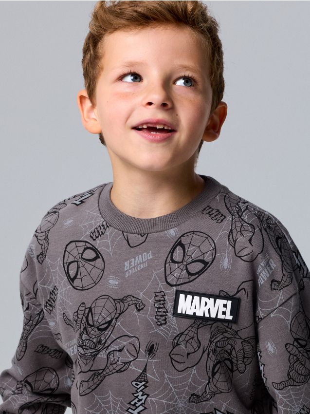 Sinsay - Set din bumbac: bluză și pantaloni Spider-Man - negru-antracit