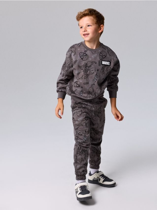 Sinsay - Set din bumbac: bluză și pantaloni Spider-Man - negru-antracit