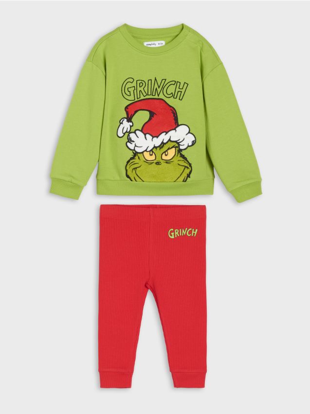 Sinsay - Compleu cu bluză sport și colanți Grinch - verde-aprins