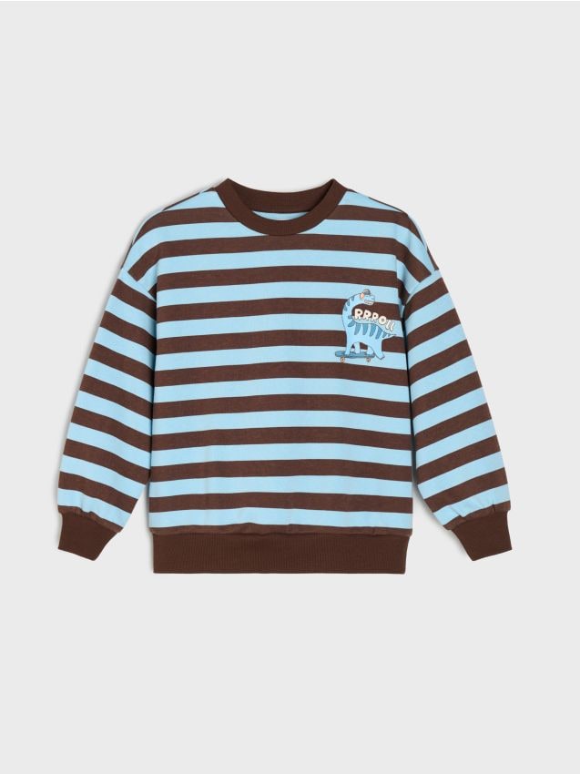 Sinsay - Bluză crewneck în dungi cu motiv dinozaur - multicolor