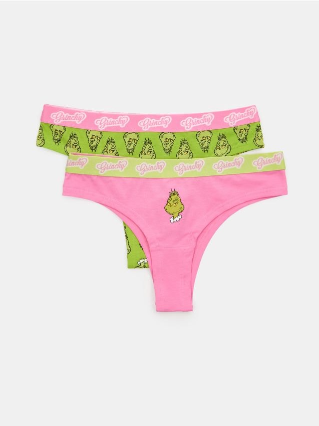 Sinsay - Chiloți brazilieni din bumbac – set de 2 bucăți Grinch - multicolor