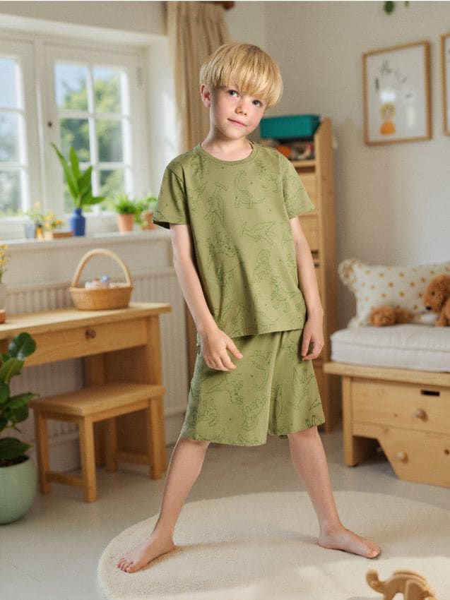 Sinsay - Piżama dwuczęściowa z motywem dinozaurów - zielony