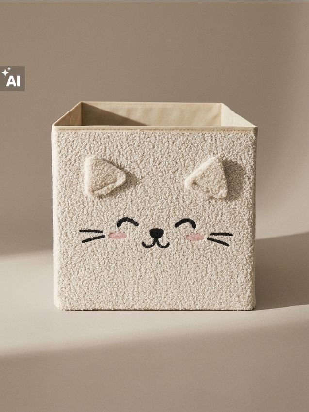 Sinsay - Cutie de depozitare cu motiv de pisică - crem