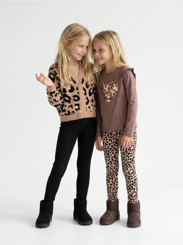 Sinsay - Colanți din bumbac cu imprimeu leopard 2 pack - multicolor