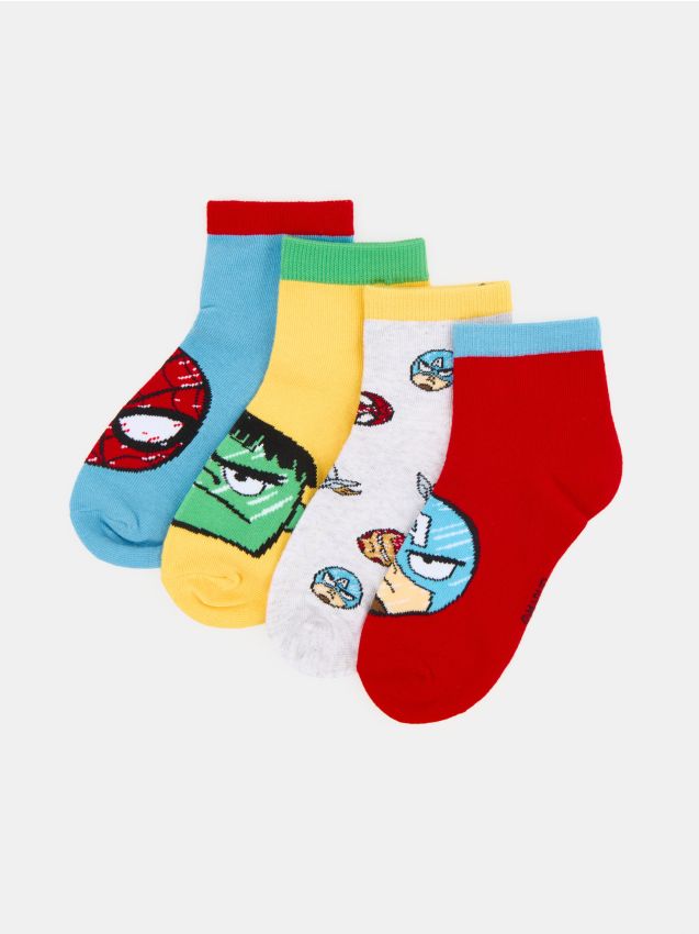 Sinsay - Șosete până la gleznă cu imprimeu – pachet 4 perechi Marvel - multicolor