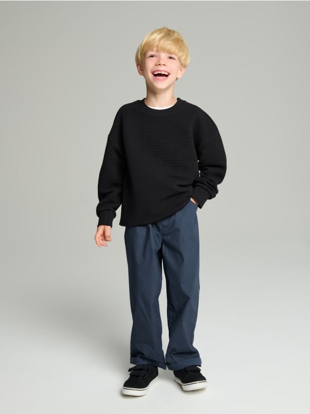 Sinsay - Pantaloni din bumbac - bleumarin