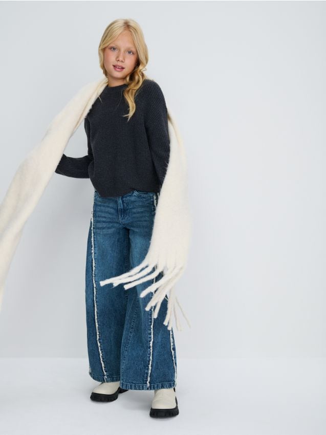 Sinsay - Pulover din tricot striat - negru-antracit