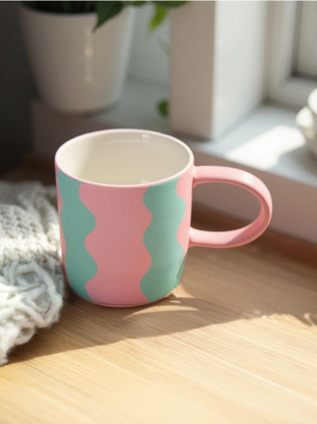 Sinsay - Cană ceramică cu toartă - roz-pastel
