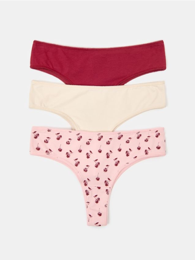 Sinsay - Chiloți brazilieni din bumbac – set de 3 bucăți - multicolor