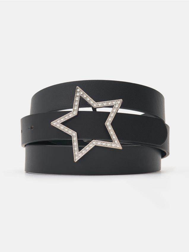 Sinsay - Curea neagră cu cataramă decorativă - negru