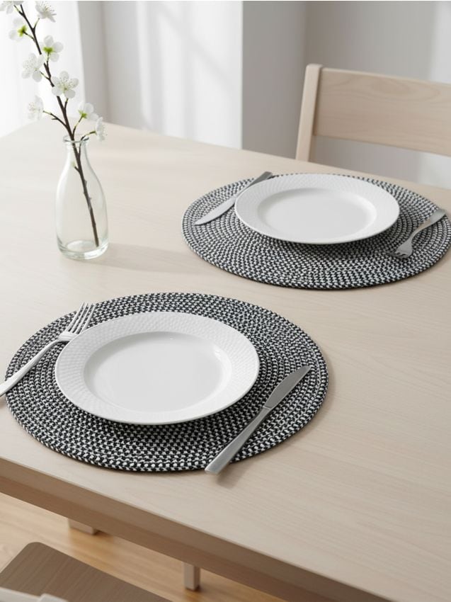 Sinsay - Set de 2 suporturi de masă rotunde împletite - negru