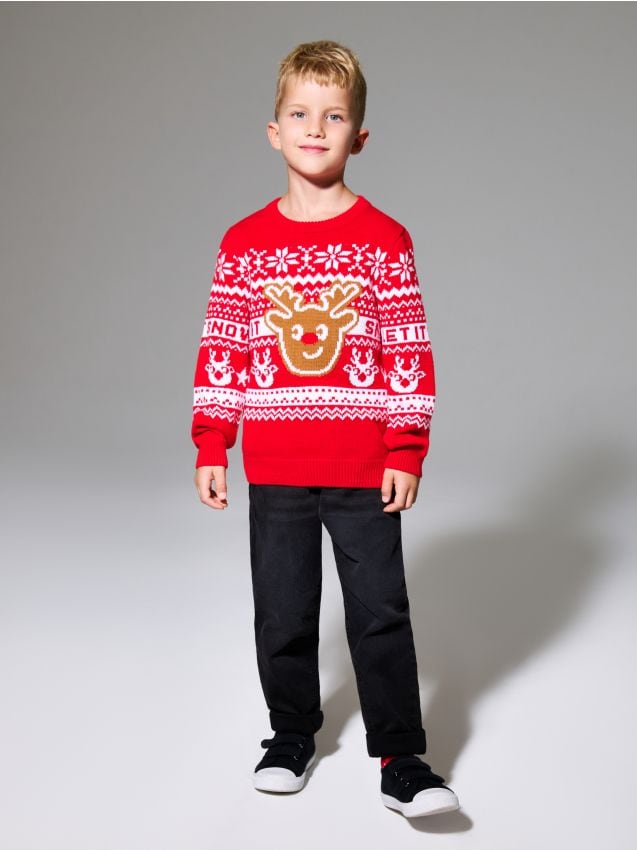 Sinsay - Sveter s vianočným motívom - červená