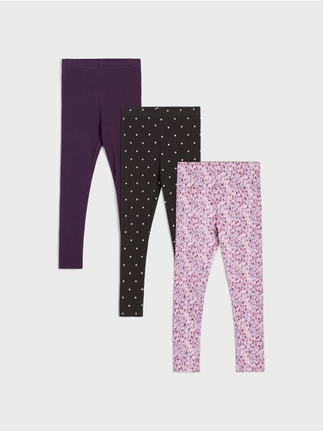 Sinsay - Colanți din bumbac cu motiv floral și buline 3 pack - multicolor