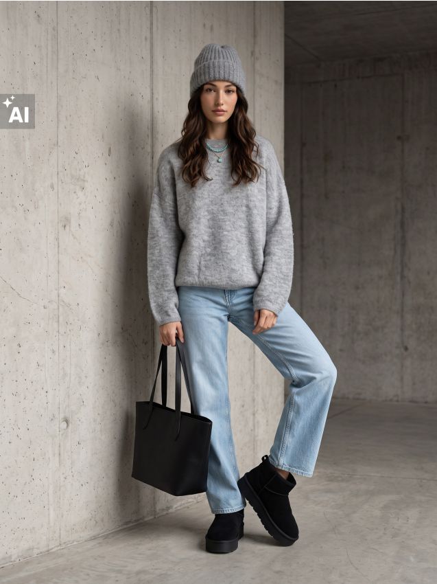 Sinsay - Pulover oversize cu lână - gri deschis