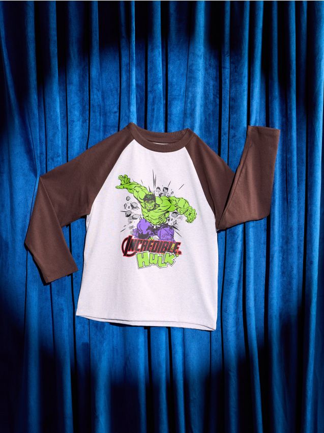 Sinsay - Tricou din bumbac cu mânecă lungă cu imprimeu Hulk - multicolor